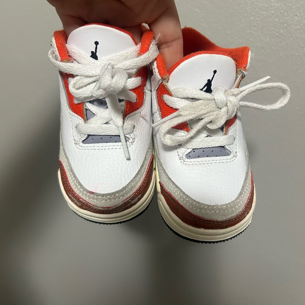 Jordan Kids White and Red Sneakers